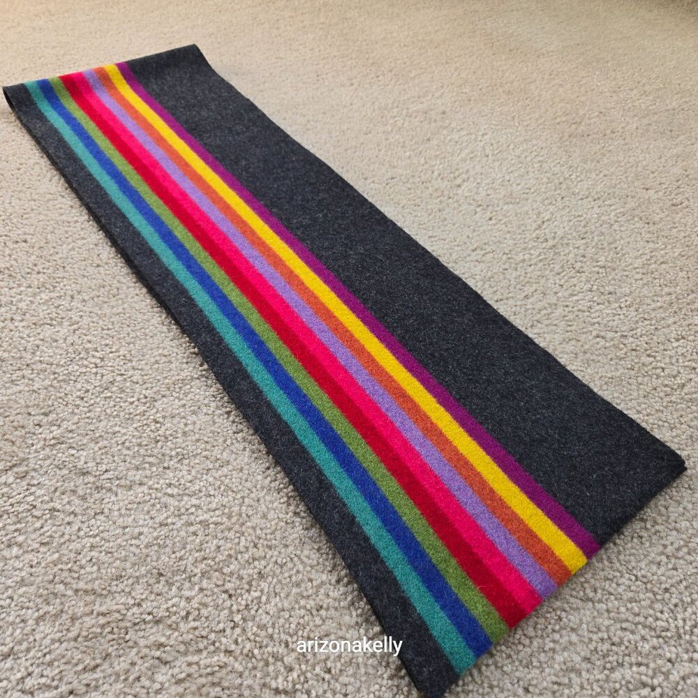 Striped Wool Scarf Green Grove Weavers Scotland - Picture 4 of 10